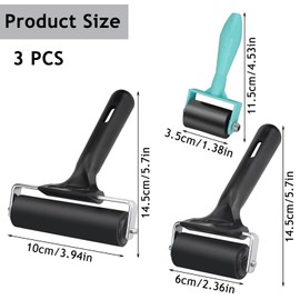 Rubber Roller, 3 PCS Printing Ink Roller Brayer Roller for Crafts Printmaking Block Printing Color Block Stamping Crafts Ink Applicator, 10cm 6cm 3.5cm