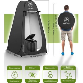 Camping Toilet with Pop-Up Privacy Tent and Liquid Waste Gel, Portable Toilet for Camping with Large Tent, Ergonomic Potty Provides Enhanced Comfort, Suitable for All Ages