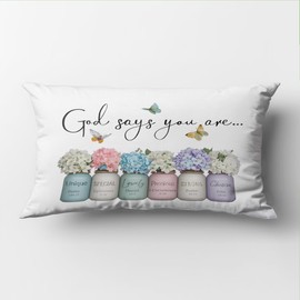 OFJE Inspirational Christian God Says You are Pillow Covers 20x12, Bible Scripture Pillow Cases, Christian Bible Religious Room Decor, Christian Religious Housewarming Gifts for Women