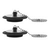2-Pack Heavy-Duty Rubber Sink Plug with Chain | Universal Black