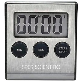 Sper Scientific Stainless Steel Digital Lab + Kitchen Timer 810028A – Compact Design Timer with Large Display & Loud Alarm - for Cooking, Baking, Labs, Workouts & More