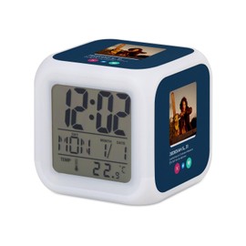 Fabulous Blue Illuminated Cube Alarm Clock - Jedidiah Sawyer Chainsaw Horror Social Network Meeting - 7.8 x 7.8 x 7.8 cm - Retro Lighting, Multi-Colour, LED