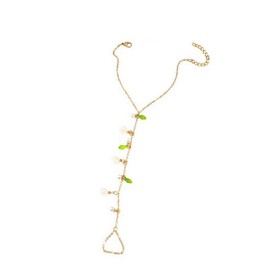 Vivian&CD Trendy Gold Hand Chain Bracelet for Women, Dainty 14k Gold Plated Ring Bracelets Hypoallergenic Finger Nail Bracelet Simple Zircon Sequins Satellite Chain for Women Jewelry Gift Accessories (florid)