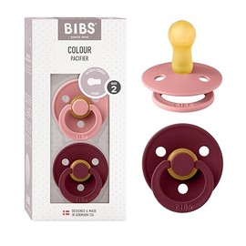 BIBS Chupones Colour Pack de 2, Tetina redonda de látex natural, Talle 2, Color Dusty Pink/Elderberry, 6 a 18 meses, Hecho en Dinamarca
