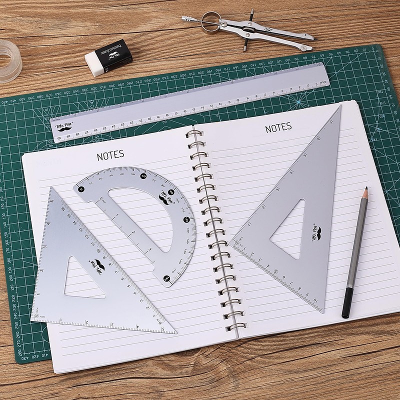 Mr. Pen- Geometry Set, 4 Pack, Periwinkle Gray, Metal Geometry