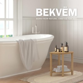 Bamboo Corner Shower Bench for Inside Shower - Waterproof, Adjustable Feet, Storage Shelf - Small Shower Stool for Shaving Legs Foot Rest, Bathroom Bench Seat for Indoor or Outdoor Use, Natural