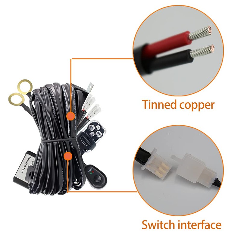 LED Work Lights Bar Remote Wiring Harness Kit 12V 40A