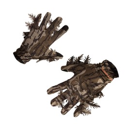 QuikCamo Touch Screen Compatible Lightweight 3D Leafy Camo Hunting Gloves for Men (Sml/Med, Mossy Oak Original Bottomland)