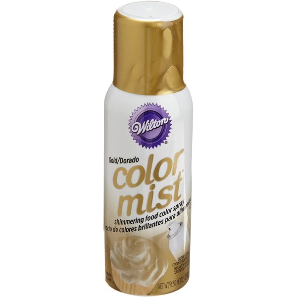 Wilton Color Mist, Shimmering Food Color Spray, for Decorating Cakes, Cookies, Cupcakes or any Food for a Dazzling Effect, 1.5 Ounces, Gold