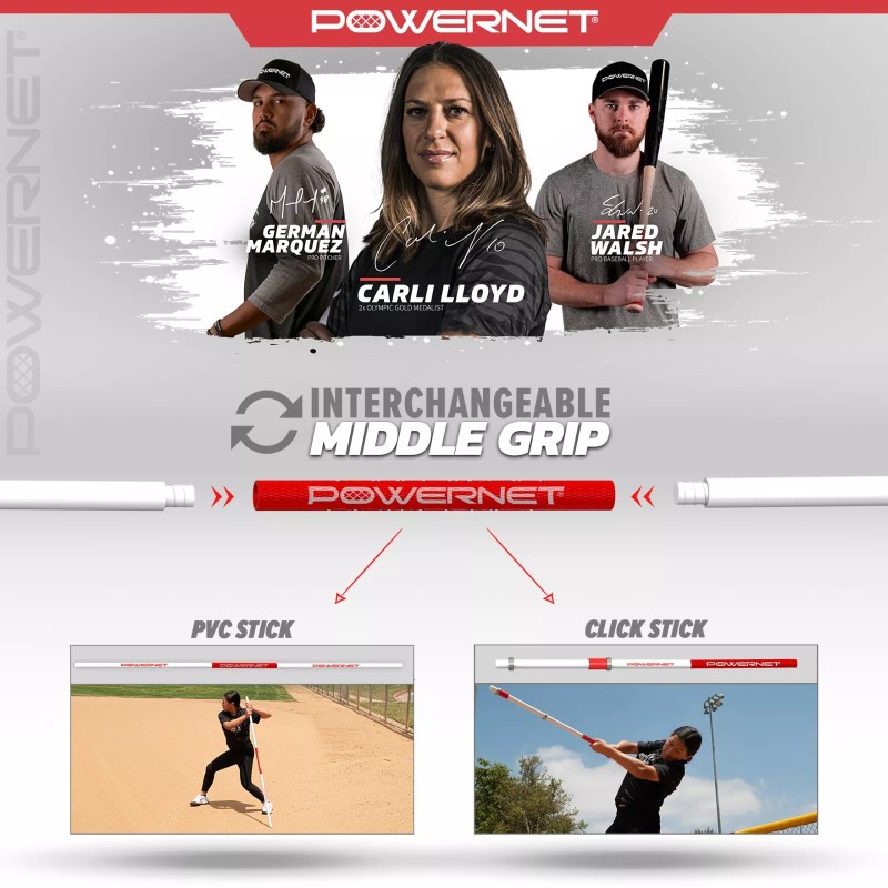 PowerNet Training Click Stick PVC Combo | Baseball Softball Bat
