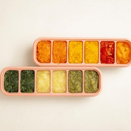 AGUARD MOMOBIN Silicone Freezer Tray, Made in Korea, Meal Prep, Freeze Food Storage Cubes Trays with Lids for Purees, Soups, Solid Food Fruit Vegitable Brastmilk, Easy and Safe Design