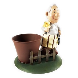 Wichtelstube-Kollektion Flower Vase with Gardener Decorative Vase Metal Garden Vase