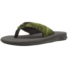 Reef Boy's GROM Rover Prints Flip Flop, Yellow/Black, 11/12 M US Little Kid