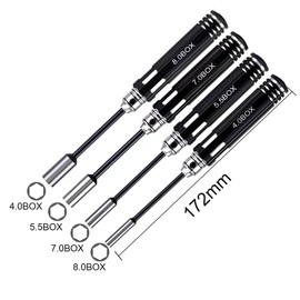 Hex Driver Set Hexagonal Head Nut Drivers 4.0/5.5/7.0/8.0mm and 4-Way Cross Wrench, 17mm Wheel Wrench, RC Screw Tray RC Repair Tools Kit for RC Quadcopter Helicopter FPV Drone Car Airplane