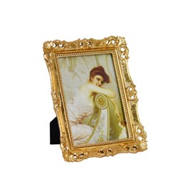 Funerom Vintage Picture Frames with Glass Front, Ornate Frame, Antique Photo Frames for Tabletop or Wall Hanging (Gold, 5X7 inch)