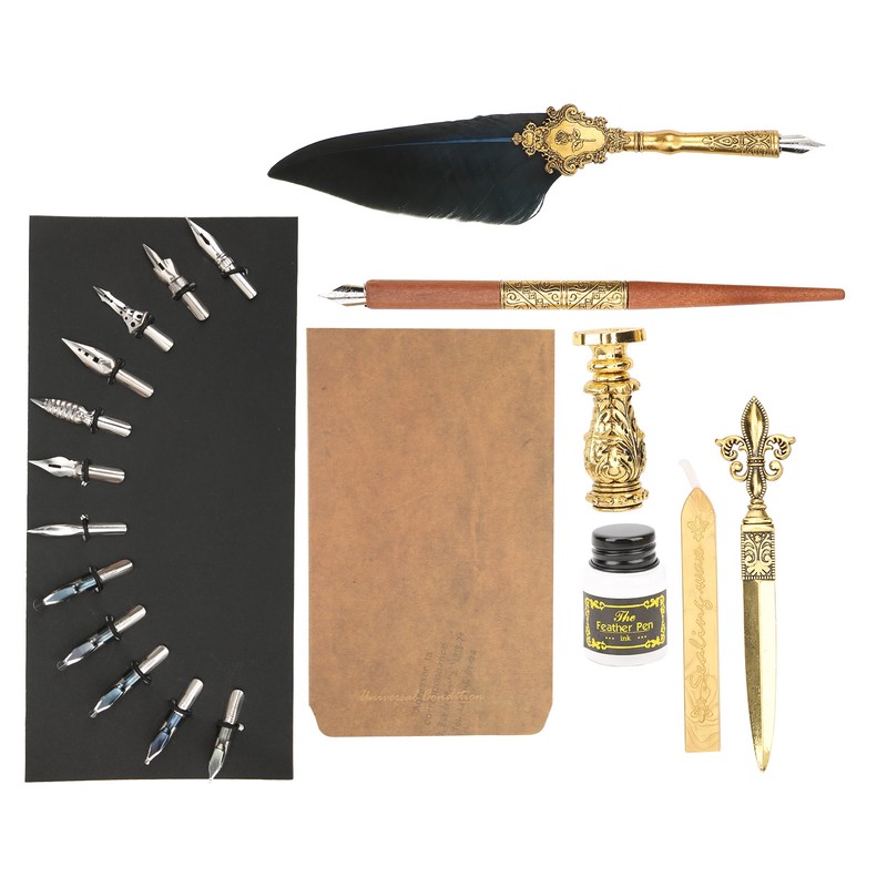 Feather Pen Set Retro British Creativity Writing Suit for Business