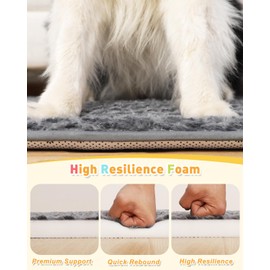 Dog Bed for Crate High Resilience Foam Crate Pad Mat for Medium Large Dogs Washable Anti-Slip,35" x 22",Dark Gray