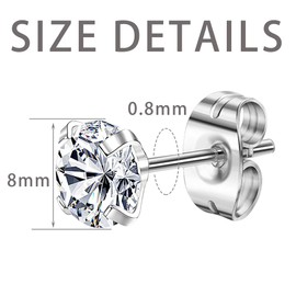 Mochity 6 Pairs of Stud Earrings Gold Sliver Set, 14K Gold-Plated Stud Earrings, Gold Sliver Set with Zirconia, Hypoallergenic Earrings for Men and Women, Stainless Steel, Stainless Steel