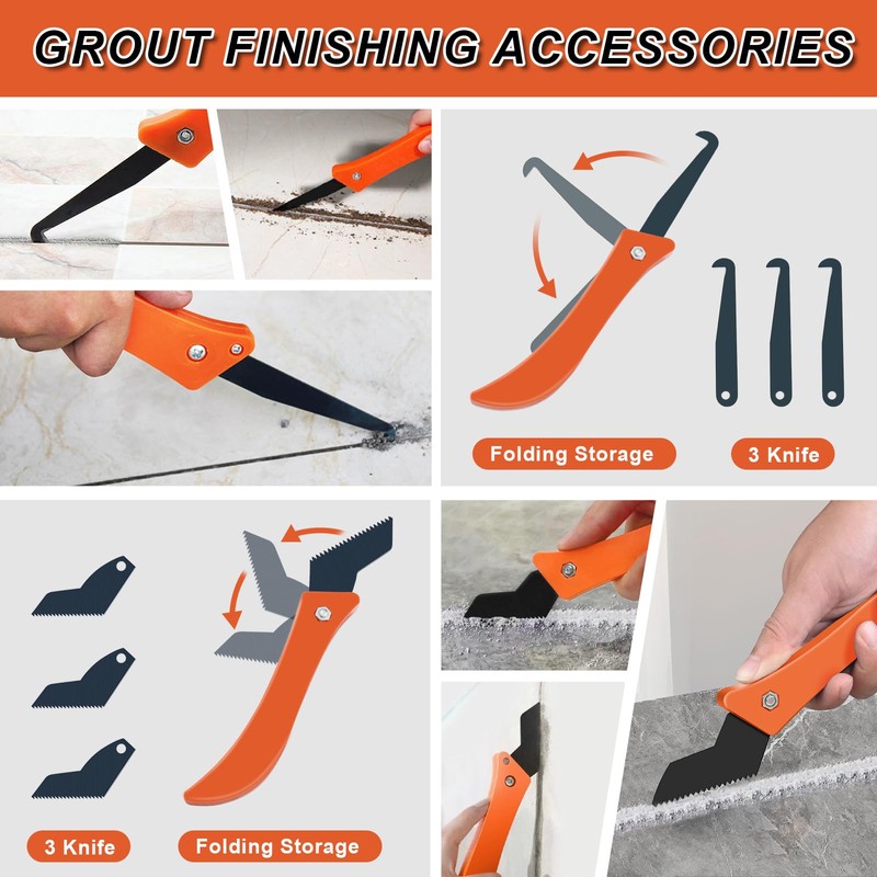 Grout Removal Tool Set, Heavy Duty Grout Saw with Replaceable