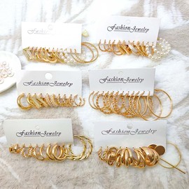 Jeyfull Gold Hoop Earring for Women-36 Pairs Hoop Earrings for Women Elegant Gold Earrings for Women 14K Gold Plated Hypoallergenic Earring