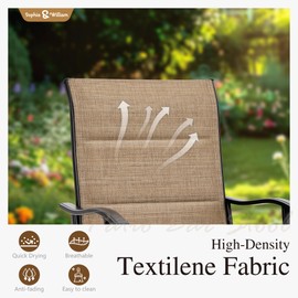 Sophia & William Outdoor Bar Stools Set of 2 with Padding, Swivel Bar Chairs, Tall Patio Chairs, Outdoor High Top Stools, Supports 300 lbs (Brown Fabric)