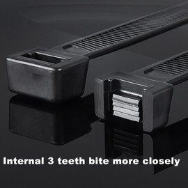 200 Pcs Black Cable Ties, Nylon Zip Ties, 200mm x 3.6mm Plastic Tie Wraps, Secure Self-Locking Mechanism for Home,