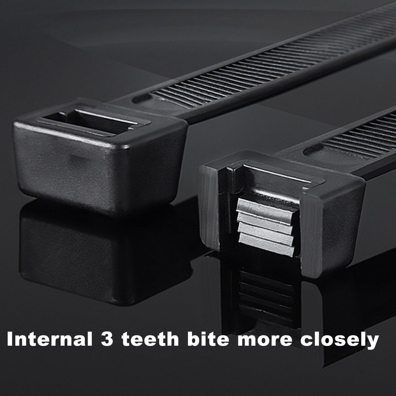 200 Pcs Black Cable Ties, Nylon Zip Ties, 200mm x