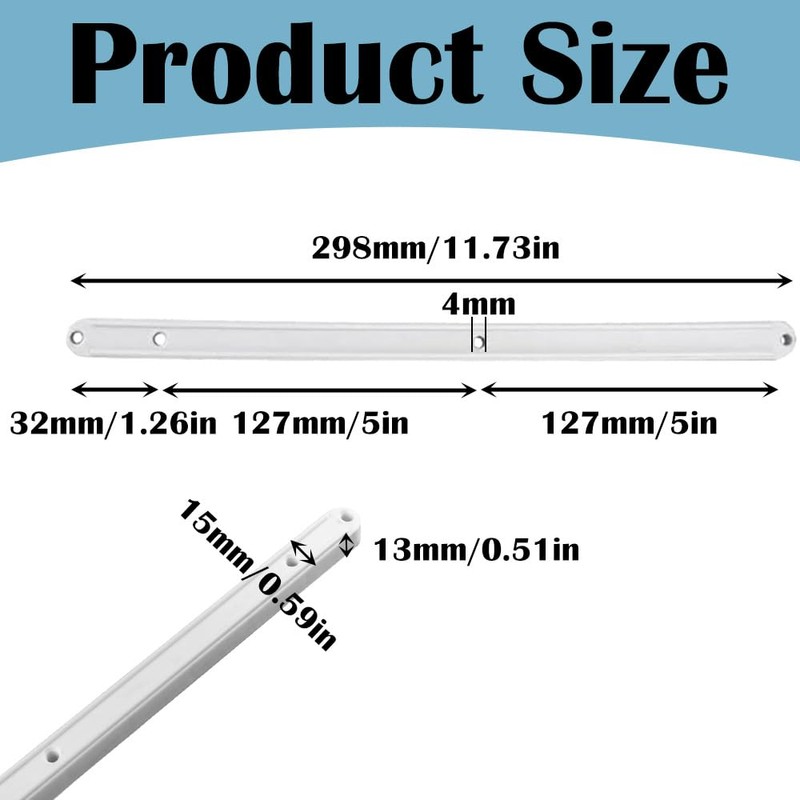 10 Pack Drawer Runners 298mm Drawer Slides White Plastic Cabinet