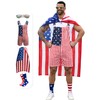 Bindefon American Flag Overalls Men,4th of July Cape,USA Sunglasses,Patriotic Socks,4