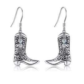 Cowgirl Earrings Sterling Silver Western Boots Earrings for Women Western Jewelry Gifts for Women Cowgirls, Sterling Silver, Cubic Zirconia