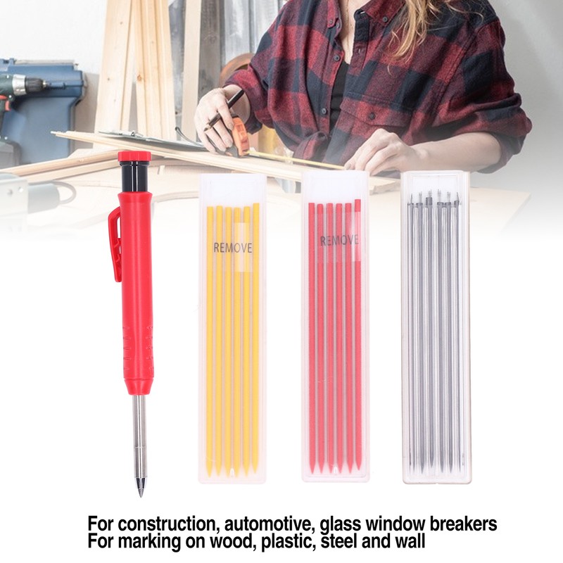 19Pcs Carpenter Pencil Set ABS Tungsten Carbide Construction Carpenter Marker