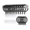WOVTE 50 Pack Curtain Rings and Hooks, 30mm Metal Drapery Curtain Rings Hanging Rings & 50pcs Curtain Hooks Plastic White for Curtains and Rods, Drape Sliding Eyelet Rings(Black, 50 Pack)
