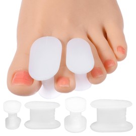 12 Pack Soft Gel Toe Separators for Women and Men, White Silicone Toe Spacers, Two Size Separators Toes Straighteners for Crooked Toes, Overlapping, Bunions, Calluses