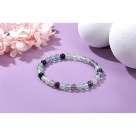 CrystalTears Fluorite Healing Crystal Bracelet 6mm Natural Gemstone Bead Bracelets for Women Energy Quartz Crystal Stone Stretch Bracelet Healing Crystal Jewellry Gifts for Women Her Christmas