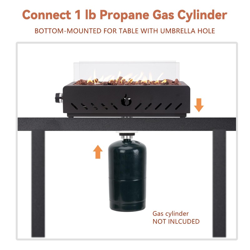ONLYFIRE OUTDOOR LIVING 18" Tabletop Propane Gas Fire Pit Bottom-Mounted