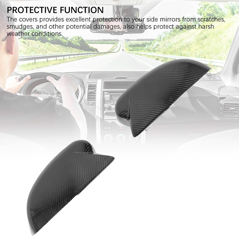 1 Pair Carbon Fiber Ox Horn Rearview Side Glass Mirror