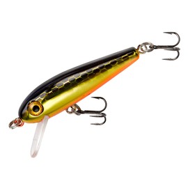 Rebel Lures Tracdown Minnow Slow-Sinking Crankbait Fishing Lure - Great for Bass, Trout and Walleye, Slick Gold Minnow, 1 5/8 in, 3/32 oz