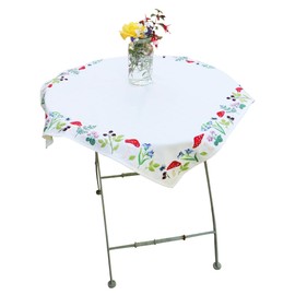 Trimits Embroidery Kit - Tablecloth - Includes Printed Fabric, Threads, Needle & Instructions, 80 x 80cm, Toadstools