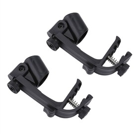 Drum Microphone Clips, 2 Pieces, Adjustable Plastic, Shockproof Drum Rim Clamp, Microphone Clip Holder Holder, Black