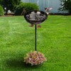OUISJYER Bird Bath with Planter for Outdoors,Pedestal Metal Birdbaths with