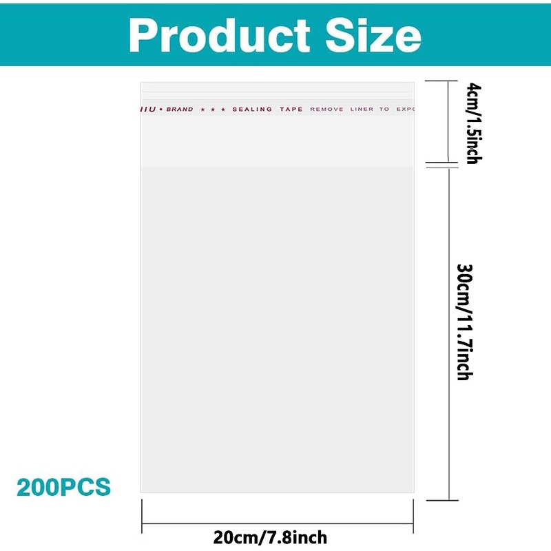 LimCryspp 200 Pcs Clear Self-Sealing Cellophane Bags 5x7 Inches Resealable