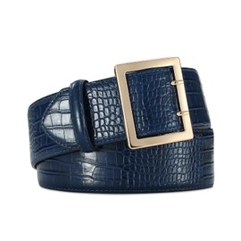 RISANTRY Wide Navy Belts for Women Leather Wide Belts Fashion Thick Black Belt With Gold Buckle Belt for Dresses