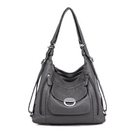 NOTAG Handbag Women's Multi Bag PU Leather Hobo Shoulder Bag 3 in 1 Multifunctional Backpack, gray