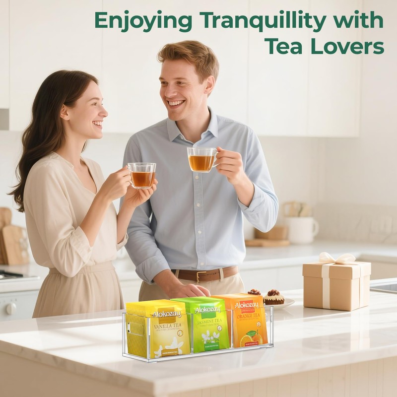 EsLuker.ly Tea Bag Holder Organizer for Counter Small Acrylic Teabag