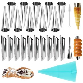Cannoli Tubes Molds & Cream Horn Baking Set - 23-Piece Non-Stick Molds, Cone Shaped & Tube Forms for Professional & Home Bakers, DIY Desserts, Pastries, and Appetizers