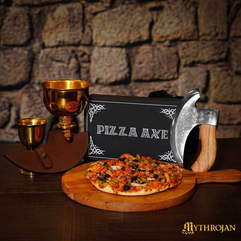 Mythrojan Viking Pizza Axe Handmade Stainless Steel Cutting Tool Damascus