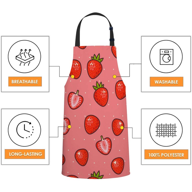 Smooffly Strawberry Apron with Slices - Chefs Apron for Men