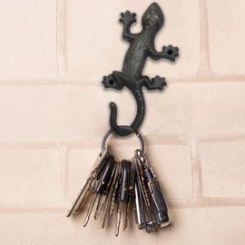 Molyorch 1 x Gecko Coat Hook, Rustic Coat Hook, Cast Iron Wall Hook with Screws, for Hanging Clothes, Keys, Hats and Bags