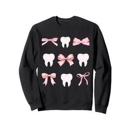Girly Dental Crew Apparel Sweatshirt - Unisex Adult Dental Assistant Hygienist RDH Sweatshirt - Black, Small