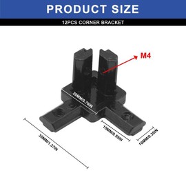 Seekliny 12pcs 2020 Hardware 3-Way Corner Bracket Angel Connector for 2020 Aluminum Profile 3D Printer Frame Accessories Black 2020 Aluminum Extrusion V-Slot Accessories T-Slotted with Screws